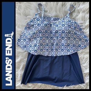 NWT Lands’ End Ruffle Tankini Top